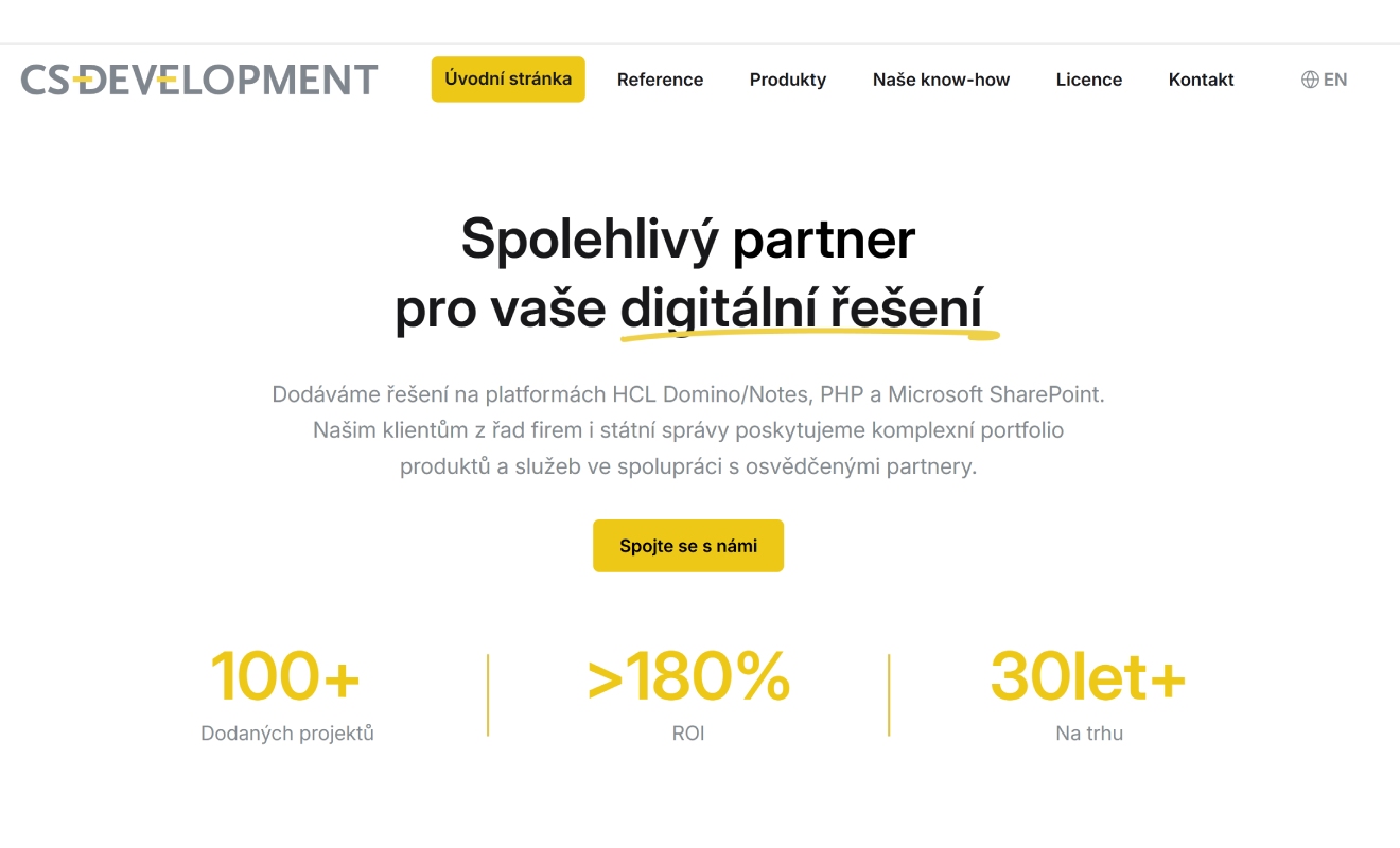 CS Development – moderní web vytvořený s využitím AI a vibe codingu